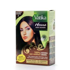 Краска для волос с хной "Естественный коричневый" Дабур Ватика (Dabur Vatika Henna Natural Brown), 60г