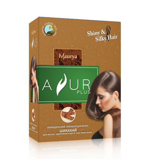 Аюрведический порошок для волос Шикакай Аюр Плюс (Ayur Plus Shiny&Silky Hair), 50г