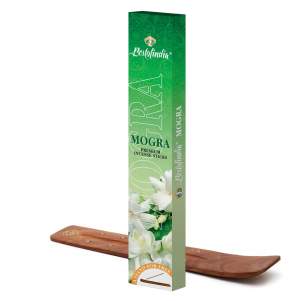 Ароматические палочки длительного тления Могра Премиум Бестофиндия (Mogra Premium Incense Sticks Bestofindia), 20шт + подставка