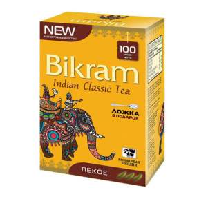 Чай индийский крупнолистовой Ассам Пекое Бикрам (Tea Bikram Assam PEKOE), 100г + чайная ложка