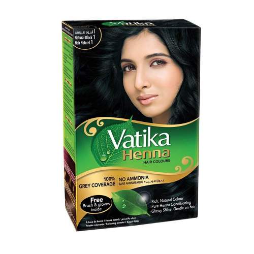 Краска для волос с хной "Естественный черный" Дабур Ватика (Dabur Vatika Henna Natural Black), 60г