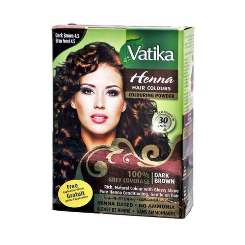 Краска для волос с хной Тёмно-коричневая Дабур Ватика (Dabur Vatika Henna Natural Dark Brown), 60г