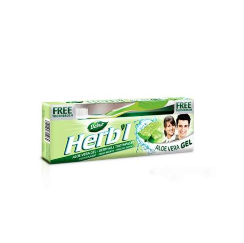 Зубная паста-гель "Алоэ Вера" Дабур (Dabur Herb'l Aloe Vera Gel Germ Kill Toothpaste), 150г+зубная щетка