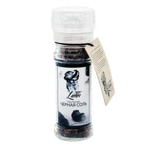 Чёрная соль в стеклянном флаконе с крышкой-мельницей Лун (Black Salt Lunn), 120г
