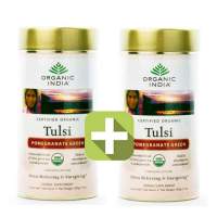 Акция 2 по цене 1! Базиликовый чай Зеленый гранат Органик Индия (Organic India Tulsi Pomegranate Green), 2x100г