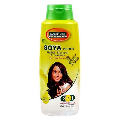 Травяной шампунь-кондиционер Соя Протеин Панчвати (Panchvati Herbal Shampoo & Conditioner Soya), 500мл