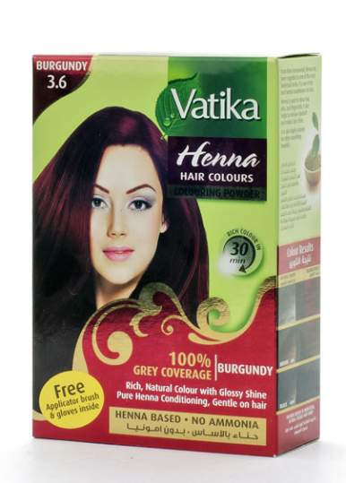 Краска для волос с хной "Бургунд"  Дабур Ватика (Dabur Vatika Henna Burgundy), 60г