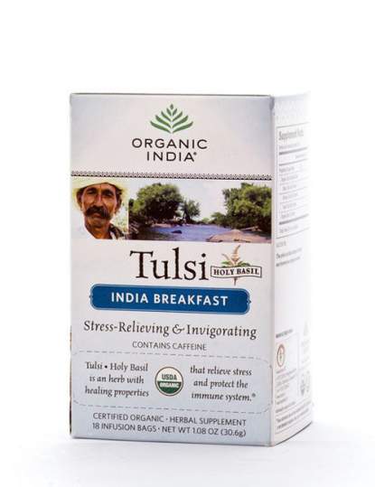 Базиликовый чёрный чай Завтрак Органик Индия (Organic India Tulsi India Breakfast), 18шт