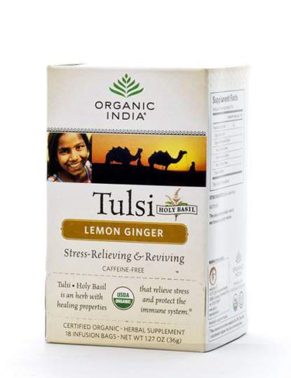 Базиликовый чай Лимон и Имбирь Органик Индия (Organic India Tulsi Lemon Ginger), 18шт