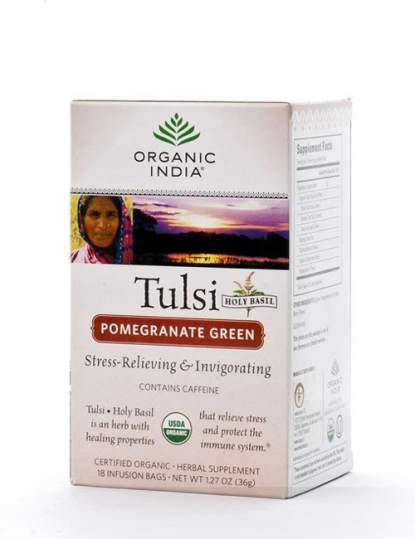 Базиликовый чай Зеленый гранат Органик Индия  (Organic India Tulsi Pomegranate Green), 18шт