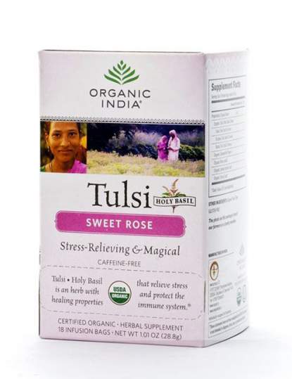 Базиликовый чай Сладкая Роза Органик Индия  (Organic India Tulsi Sweet Rose), 18шт