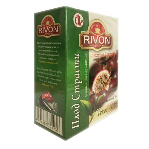 Чай зеленый премиум-качества Плод Страсти Ривон (Rivon Ceylon Passion Fruit Green Tea), 100г