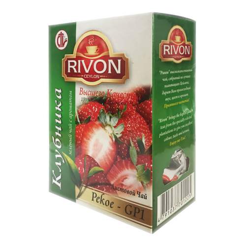 Чай зеленый с клубникой Ривон (Rivon Ceylon Strawberry Green Tea), 100г