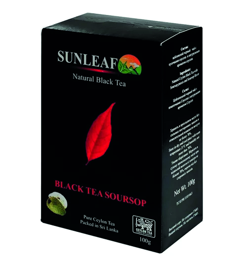 Чай черный с натуральными кусочками сметанного яблока Санлиф (Sunleaf Black Tea Soursop), 100г