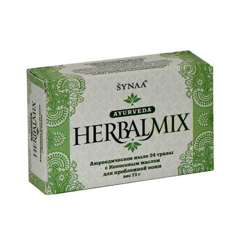 Аюрведическое мыло 24 травы с кокосовым маслом Синая (Synaa Herbalmix Ayurveda Soap), 75г